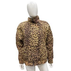 Vintage Kaos by Andy Johns Puffy Bomber Jacket Women’s Size S/M Leopard Print